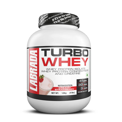 Labrada Turbo Whey protein supplement container on a white background