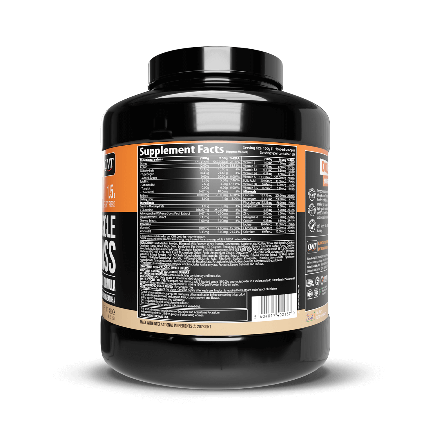 Supplement container with label on a black background