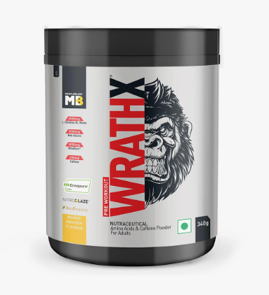 Supplement container labeled 'WrathX' with a black lid and white body on a white background.