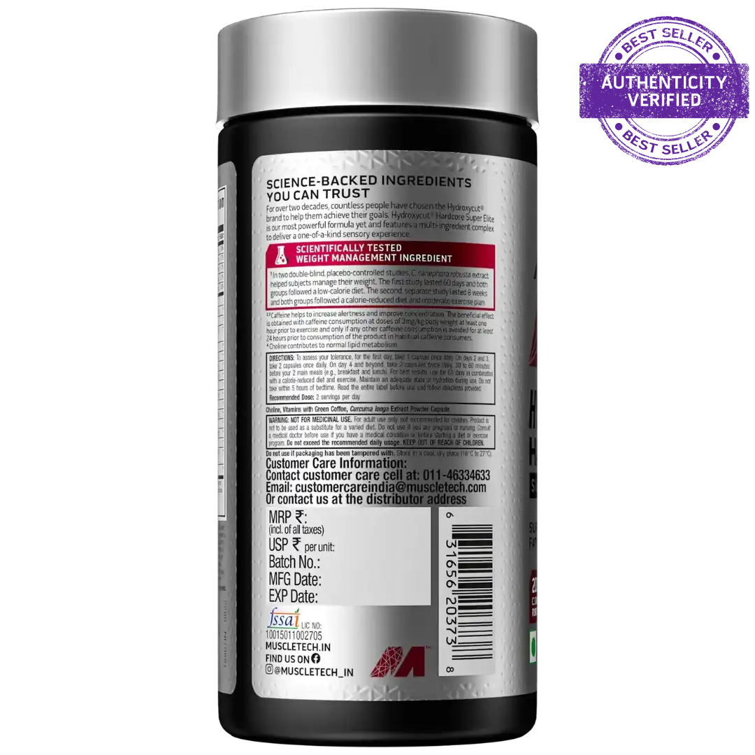 Back label of a supplement container with text and branding on a white background