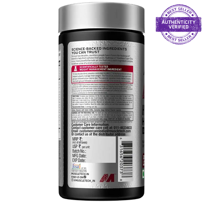 Back label of a supplement container with text and branding on a white background