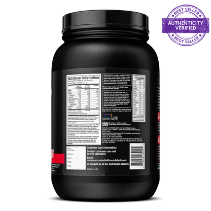 Black supplement container with nutritional information label on a white background