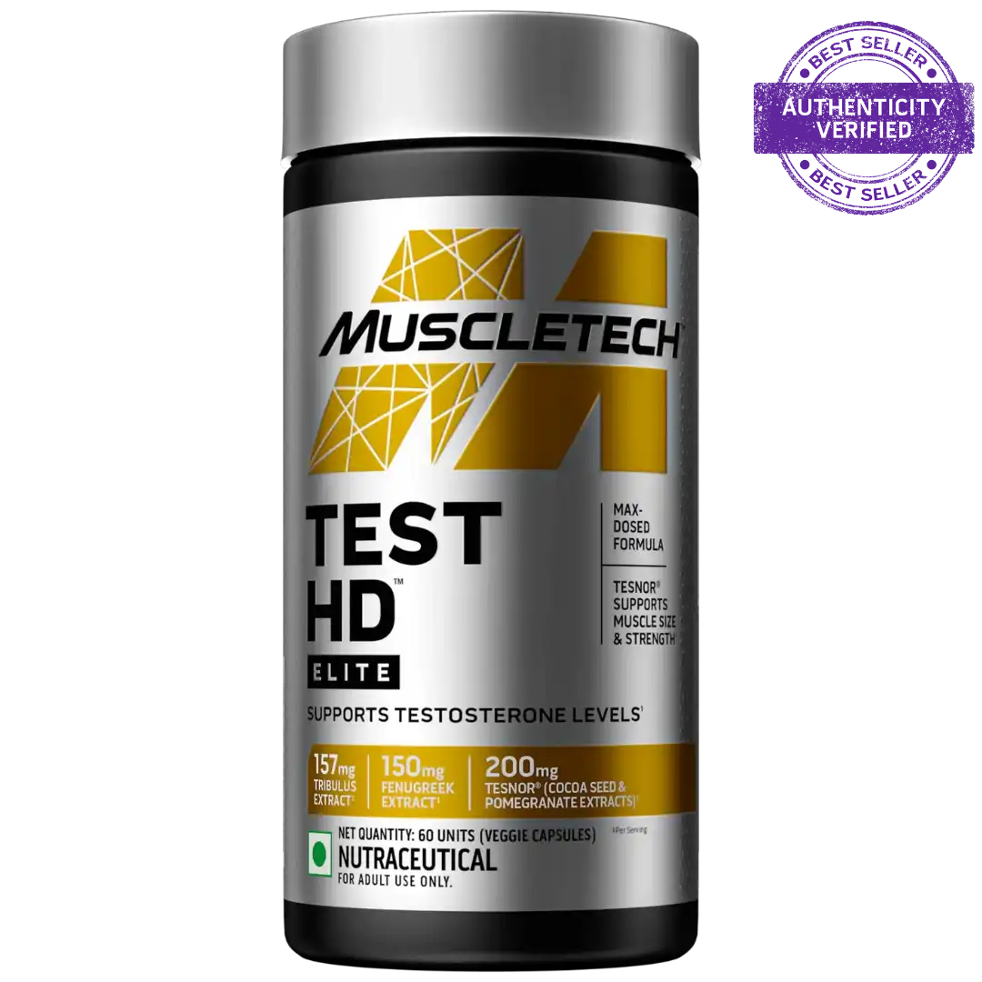 Muscletech Test HD Elite supplement container on a white background