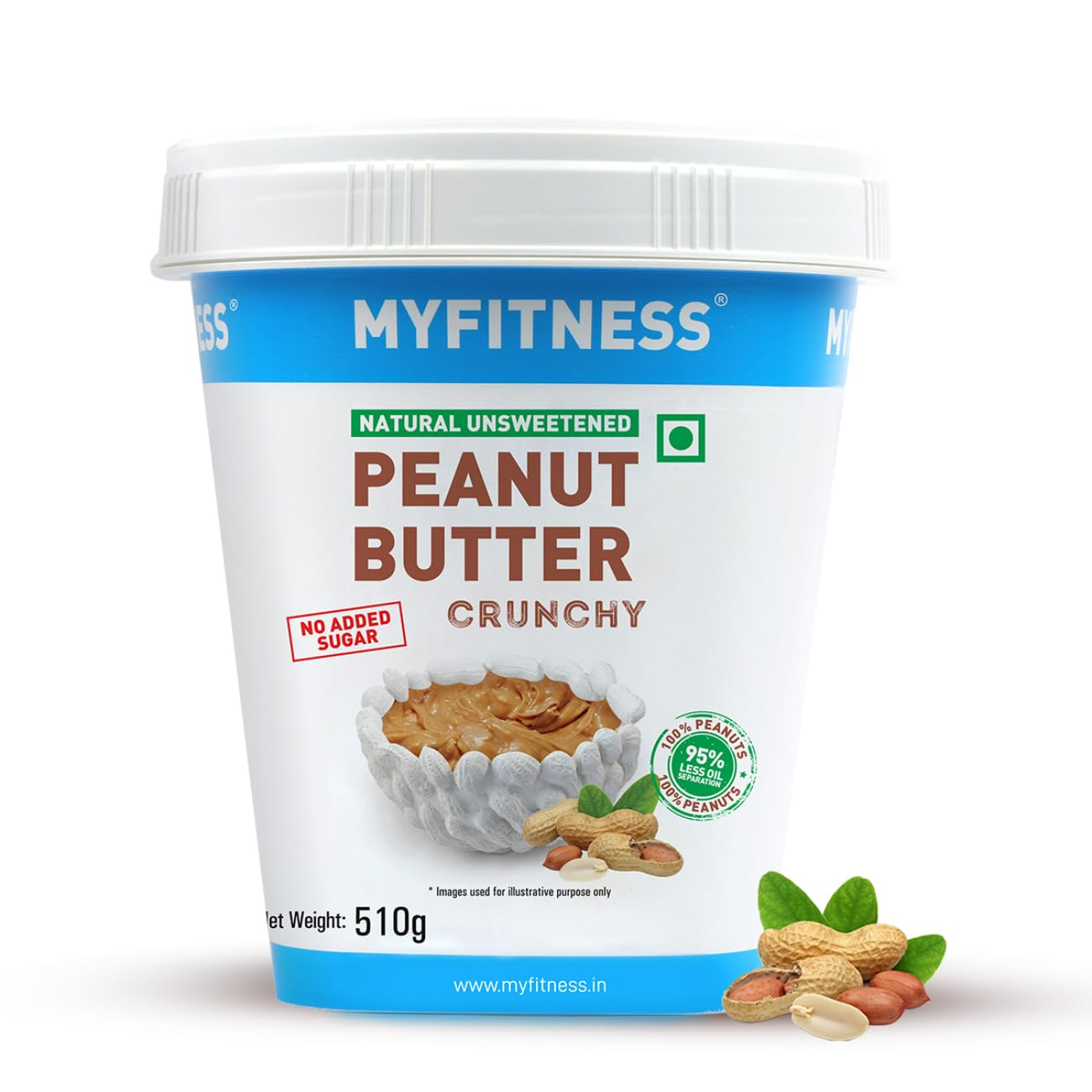 MyFitness peanut butter container on a white background