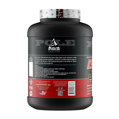 Black supplement container with white and red text on a white background