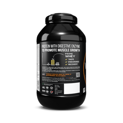 Black supplement container with nutritional information label on a white background