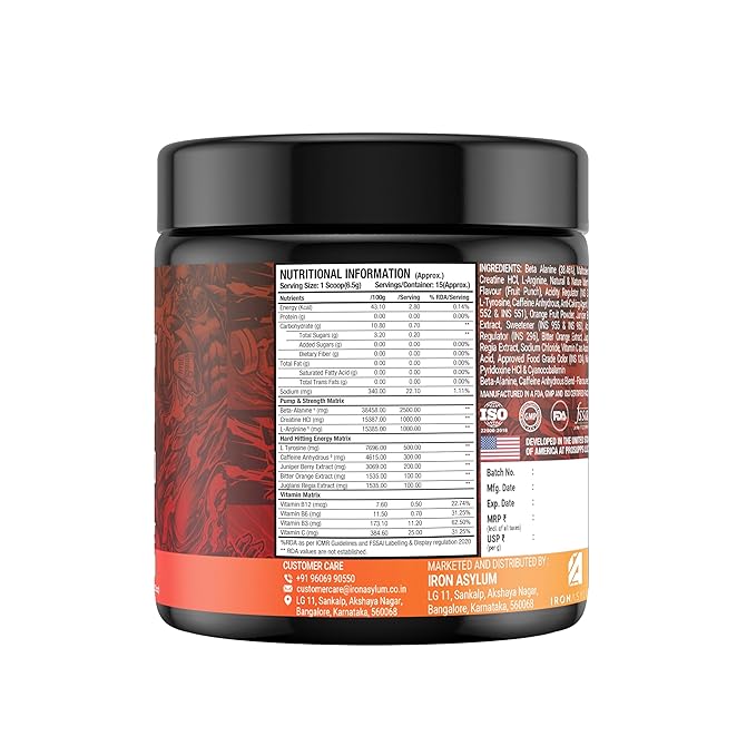 Supplement container with nutritional information label on a white background