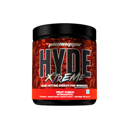 ProSupps Hyde Xtreme pre-workout supplement container on a white background