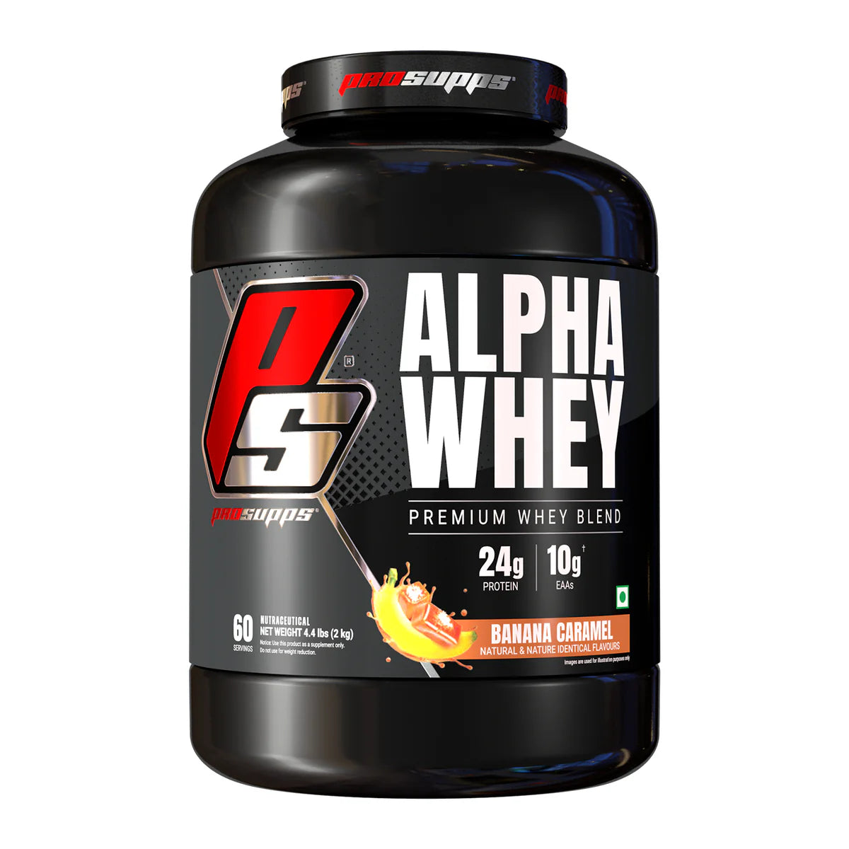ProSupps Alpha Whey protein powder container on a white background