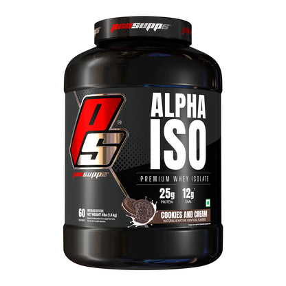 ProSupps Alpha ISO protein powder container on a white background