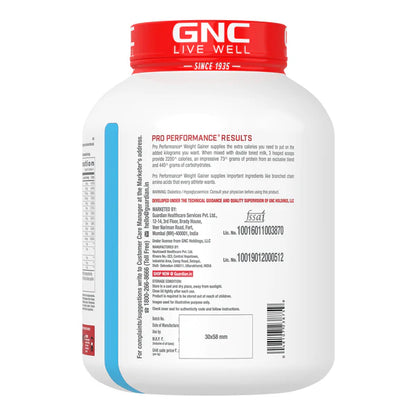 GNC protein powder container with label on a white background