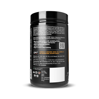 Black supplement container with white text on a black background