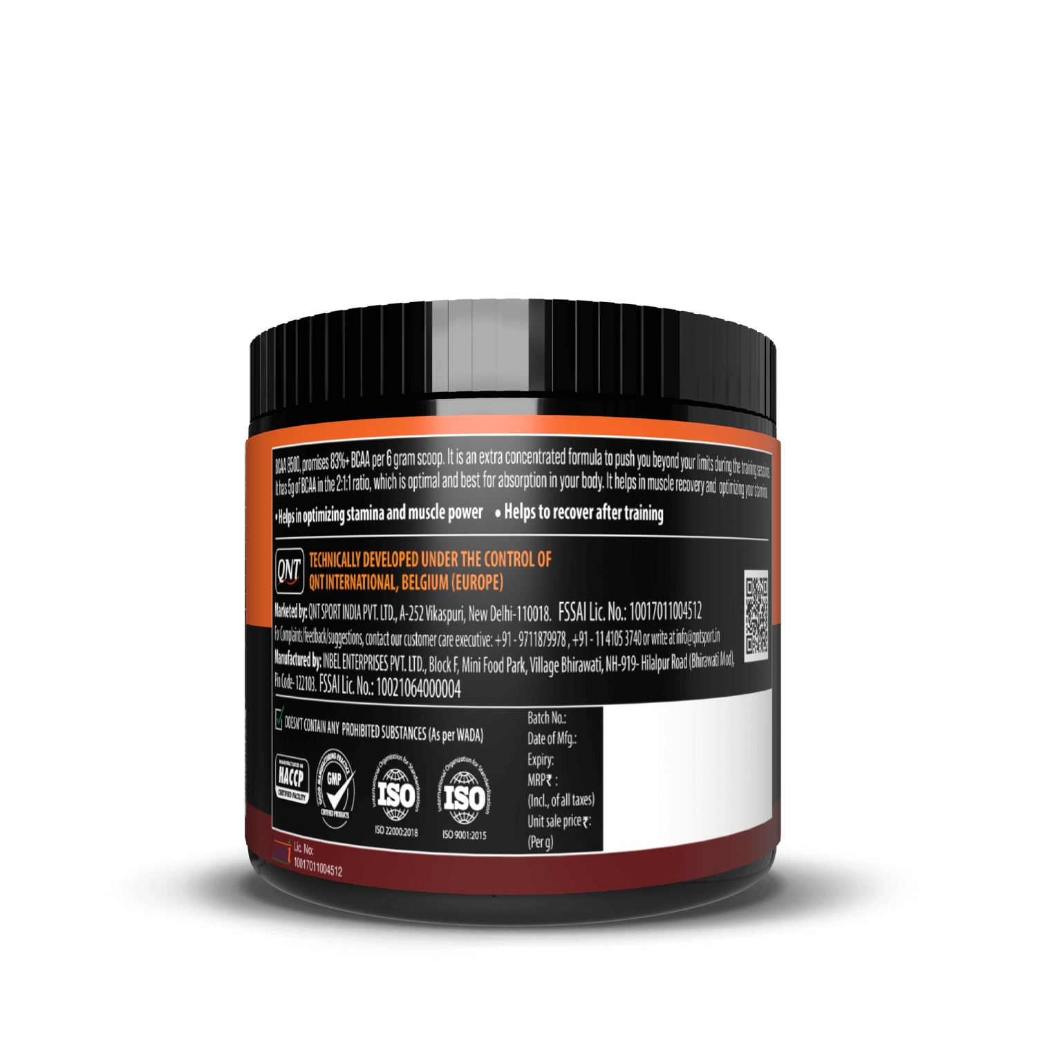 Supplement container with label on a black background