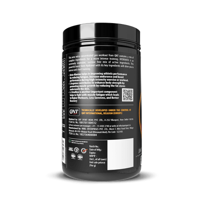 Black supplement container with label on a black background