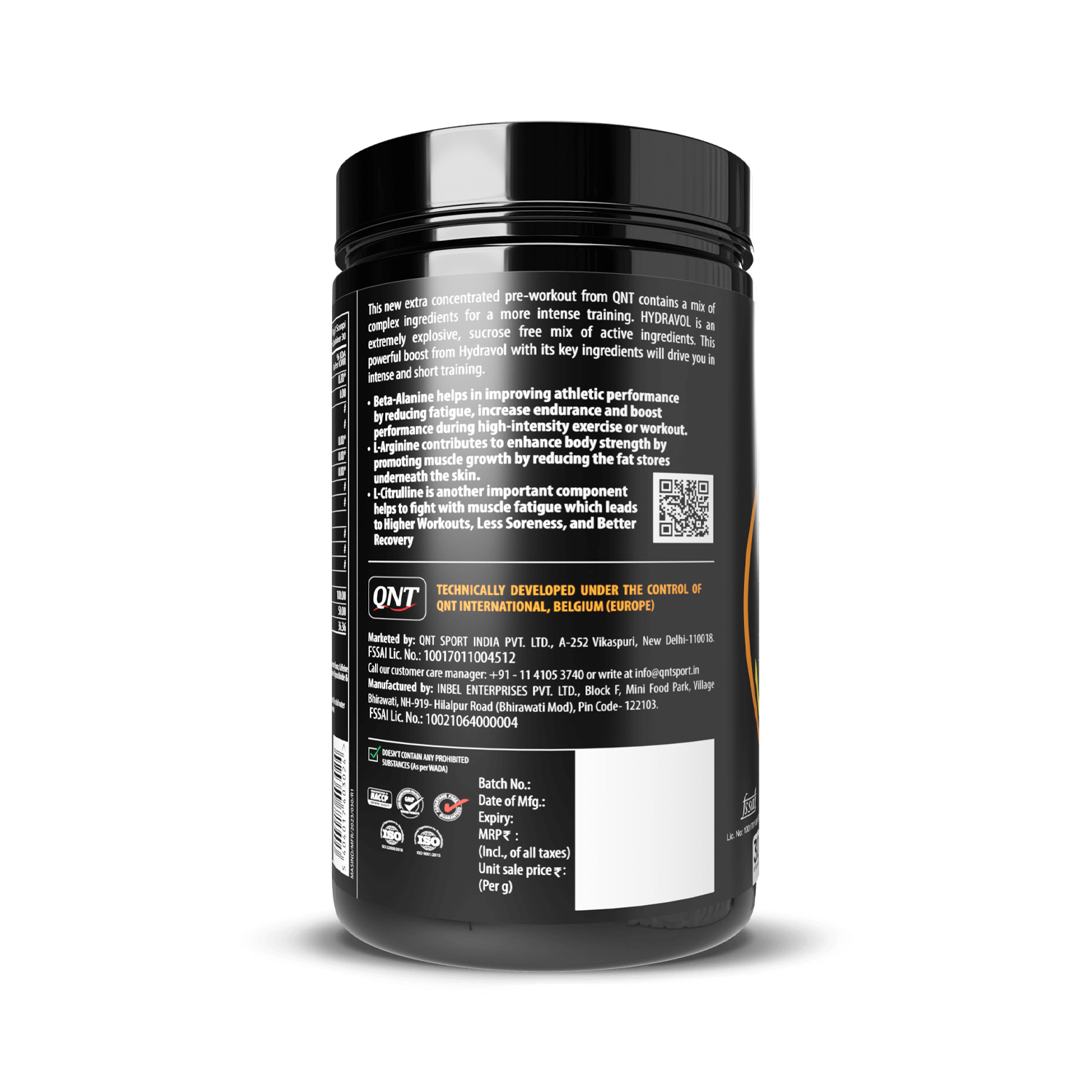 Black supplement container with label on a black background