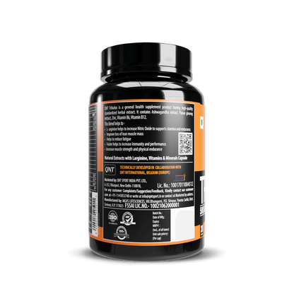 Supplement bottle with label on a black background