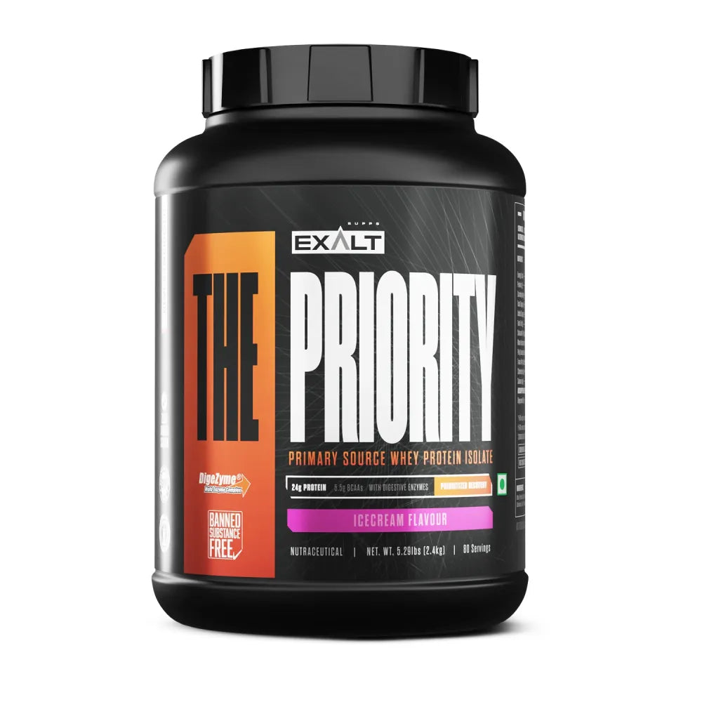 Exalt Protein Powder Container on a White Background