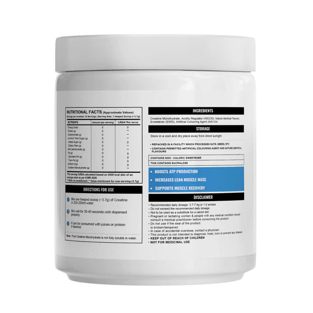 Supplement container with nutritional facts and ingredients label on a white background