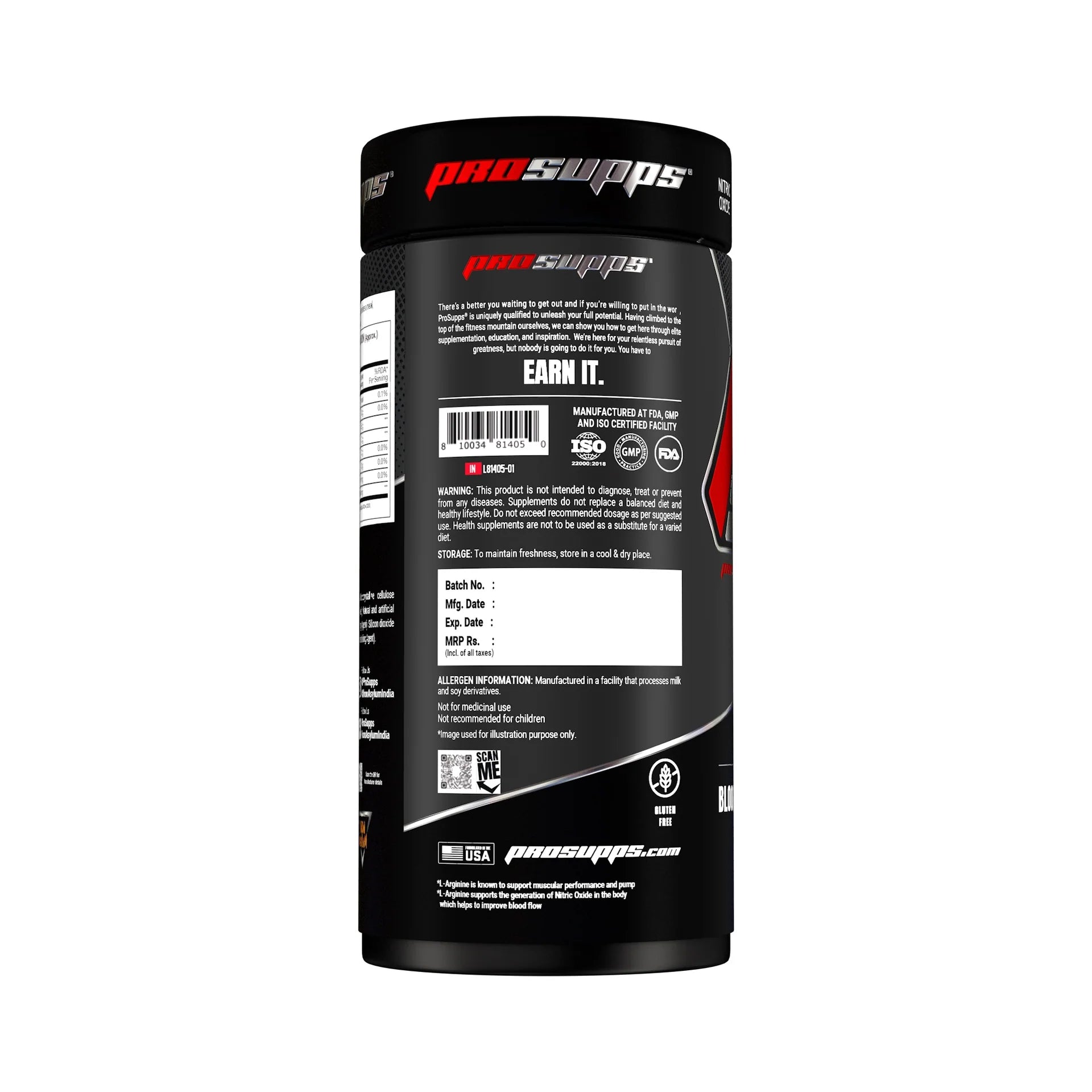 ProSupps supplement container with branding and text on a white background