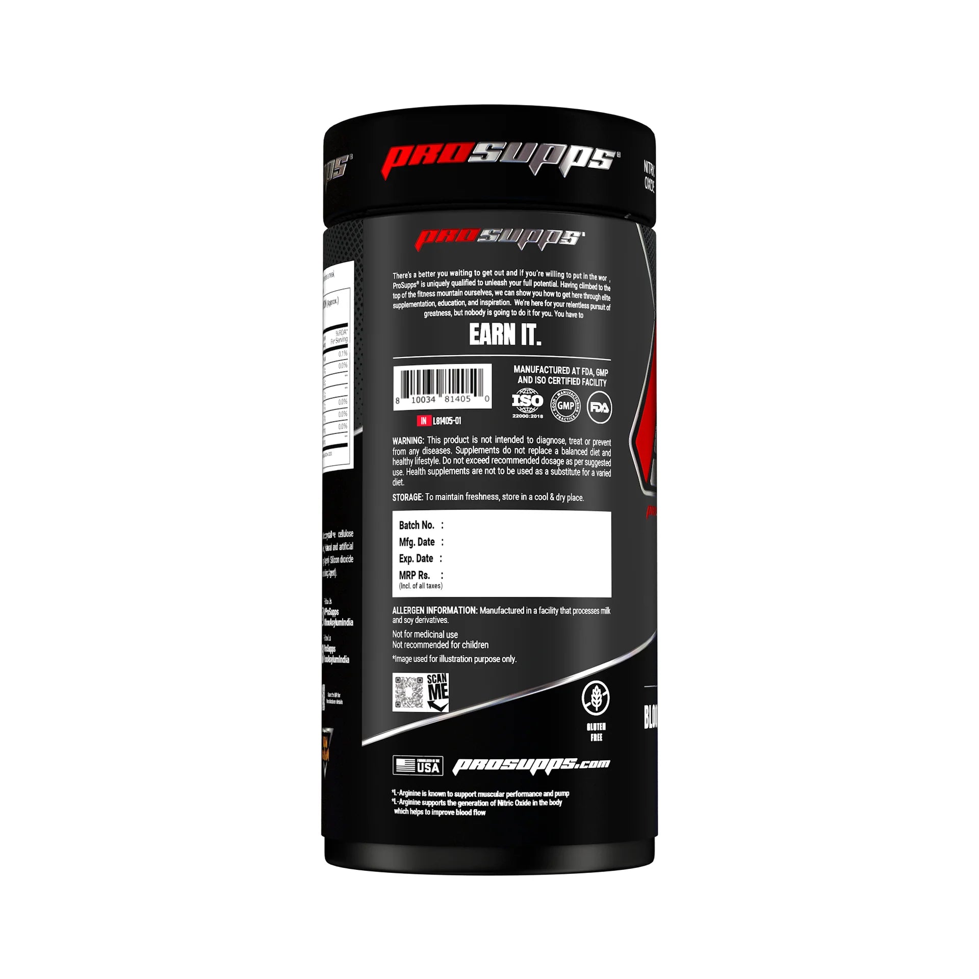 ProSupps supplement container with branding and text on a white background