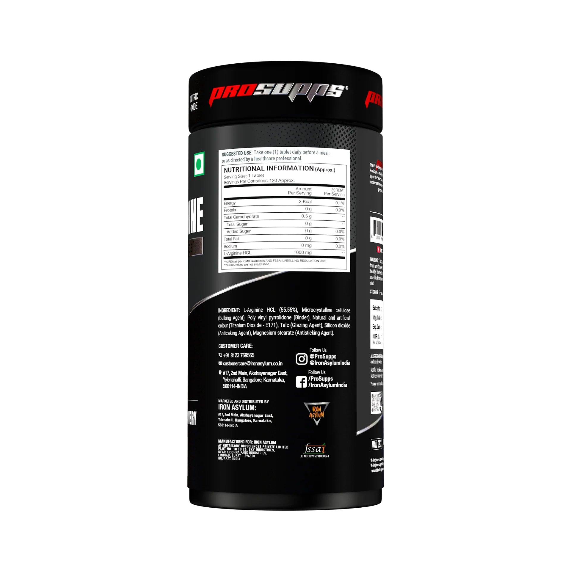 Black supplement container with ProSupps branding on a white background